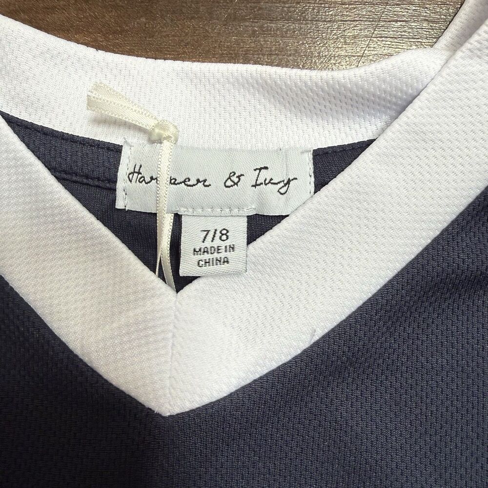 Harper & Ivy Girls England Soccer Jersey 7/8 Blue Polyester Embroidered Cropped - Picture 5 of 8